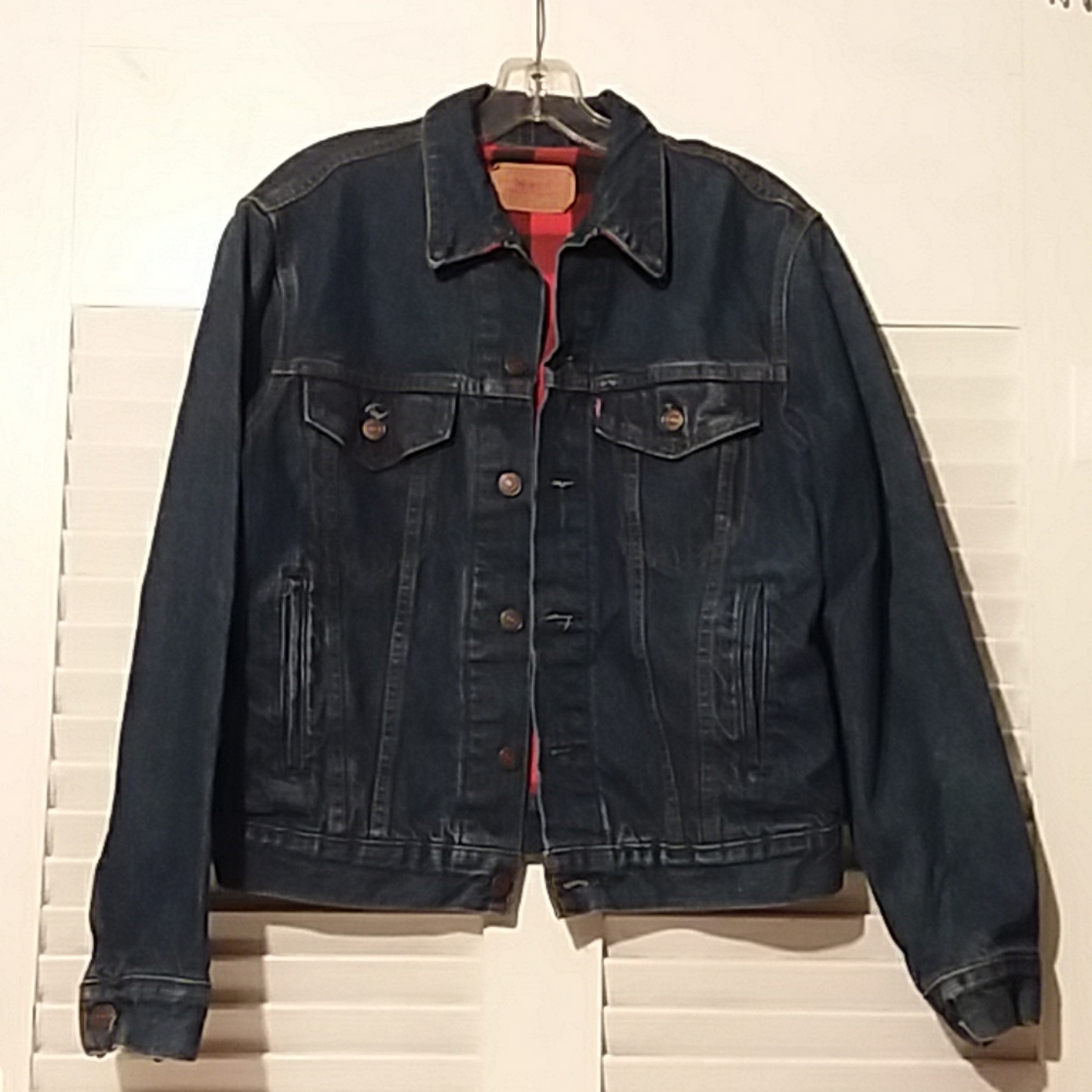 Vintage Levis Dark Denim Plaid Lined Jacket